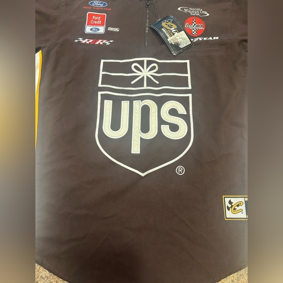 Chase Authentics NASCAR UPS Mens Size M Winston Cup Quarter Zip Shirt Brown - Picture 2 of 15